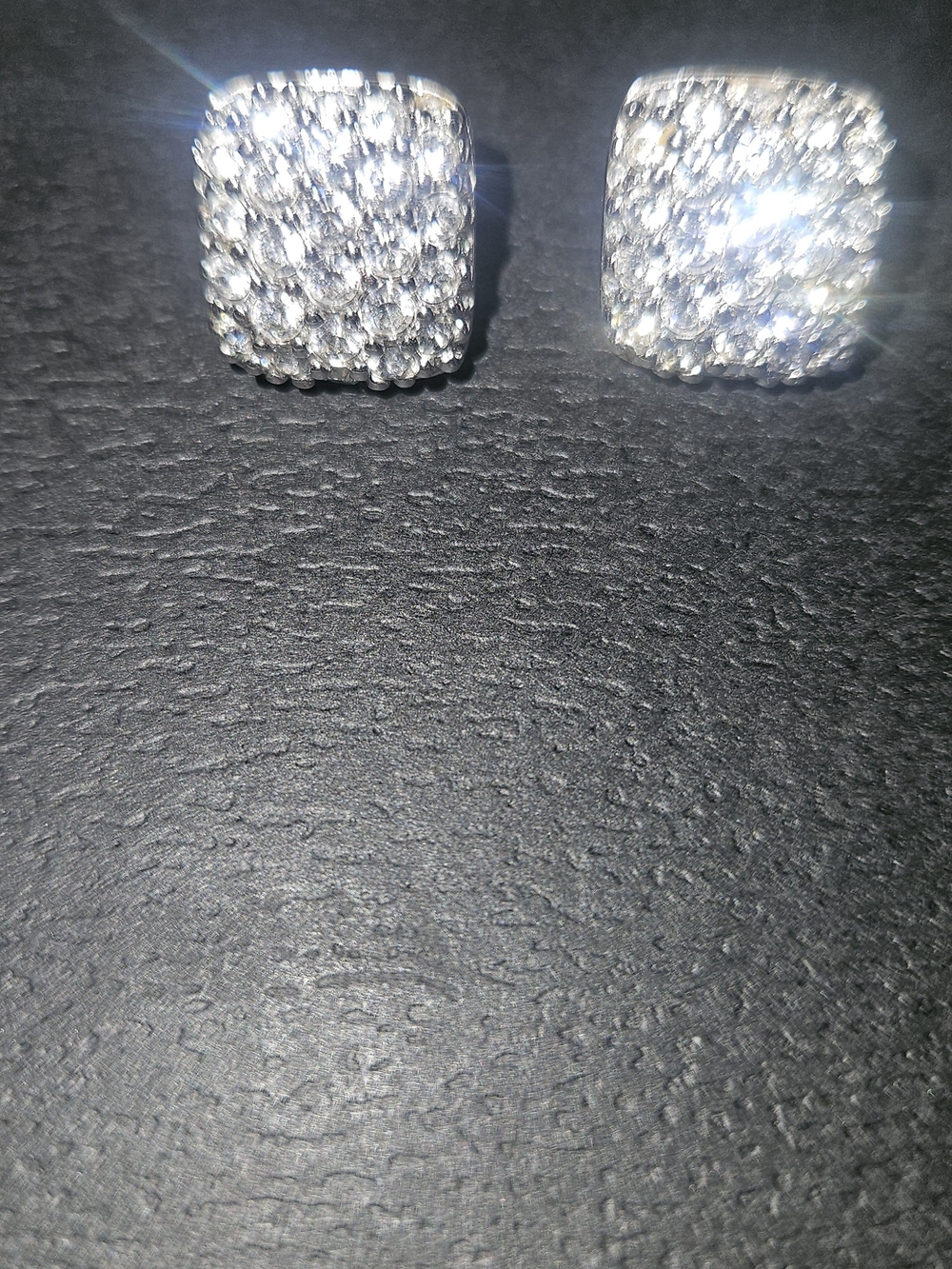 Sparkling Square Crystal Stud Earrings - Silver Tone